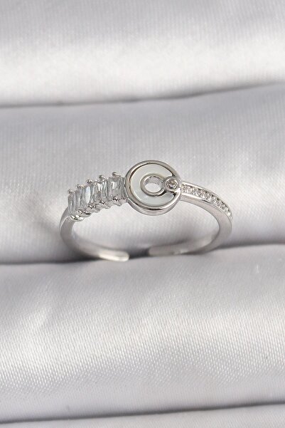 Inure Jewelry Brass Silver Color Zircon Stone Adjustable Women's Ring