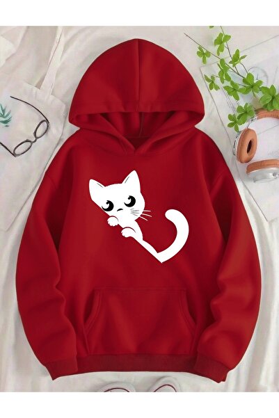 Deocept Unisex Cat Printed Hooded Comfortable Fit Oversized Cut Sweatshirt wi...