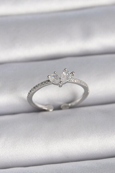 Inure Jewelry Brass Silver Color Adjustable Zircon Stone Heart Model Women's ...