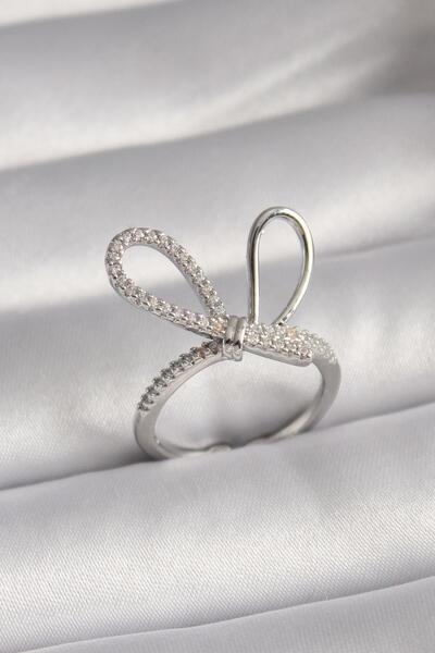 Inure Jewelry Brass Silver Color Zircon Stone Knot Model Women's Ring