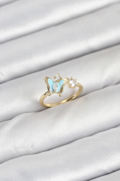 Inure Jewelry خاتم نسائي من النحاس الأصفر على شكل فراشة