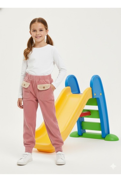 kikiriktekstil Devojčice 100% pamuk Somot Sa džepovima roze pantalone sa elas...