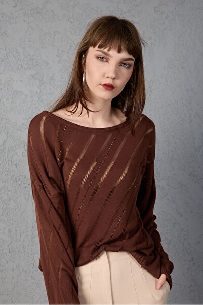 sumoda Women's Knitwear Sweater Soft Texture Viscose Yarn Wide Neckline