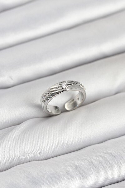 Inure Jewelry Brass Silver Color Zircon Stone Polar Star Model Women's Ring