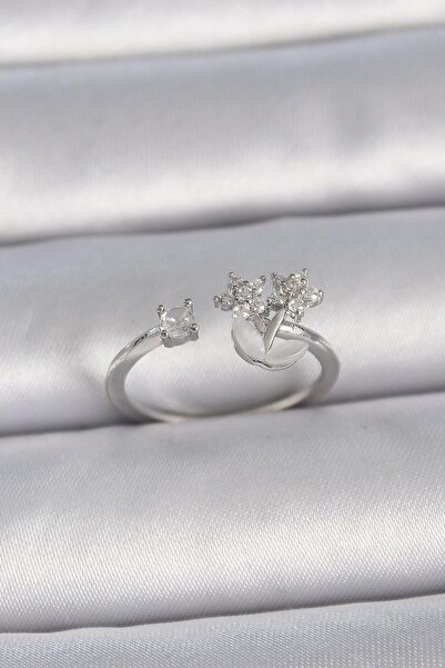 Inure Jewelry Brass Silver Color Adjustable Zircon Stone Star Model Women's Ring