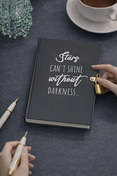 Bambus Kilitli Çizgili Sert Kapak 160 Sayfa Günlük Hatıra Motivasyon Ajandası...