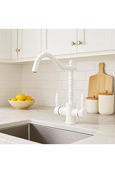 banyosepeti صنبور مغسلة فالنت ديو مات أبيض اللون - ذو ذراعين، 360 درجة °   دو...