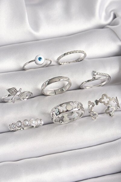 Inure Jewelry Brass Silver Color Evil Eye Bead Detail Pearl Butterfly Embroid...