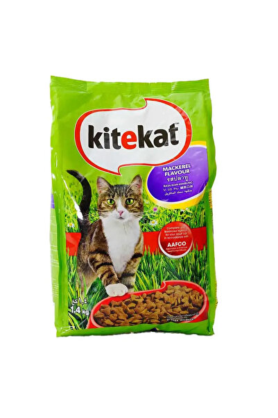 Kitekat بسكويت القطط بنكهة الماكريل لذيذ وصحي، غني بأوميغا 6 - 1.4 كجم