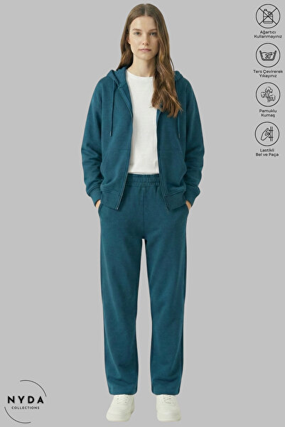 Nyda Collections Women Fleece-Lined Oversized Cotton Hooded Jacket and Elasti...