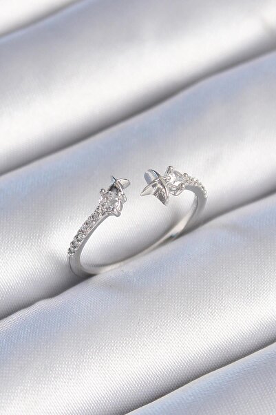 Inure Jewelry Brass Silver Color Zircon Stone Detail Star Model Women's Ring