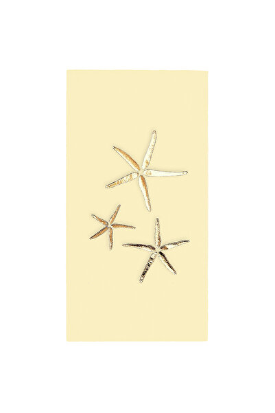 Story 40X40 cm Gold Foil Sea Stars Marine Patterned 16-Piece 1/8 Fold Cream C...