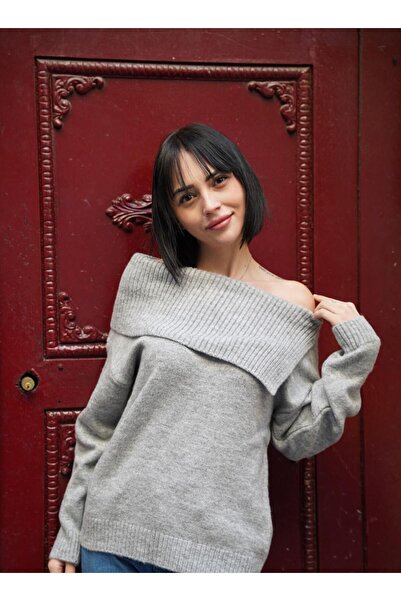 sumoda Women's Yumoş Thick Soft Open Shoulder Sweater