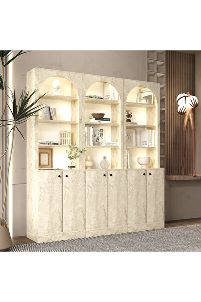 klubeconcept KEMER NOIR Çok Amaçlı Kitaplık Kütüphane Modern Kemer Tasarımlı ...