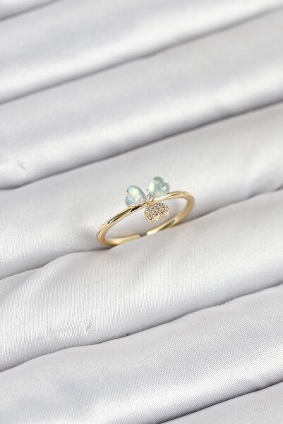 Inure Jewelry Brass Gold Color Clover Model Women's Ring