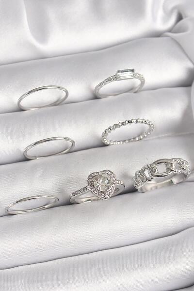 Inure Jewelry النحاس الفضة اللون الزركون حجر القلب نموذج المرأة خاتم الجمع