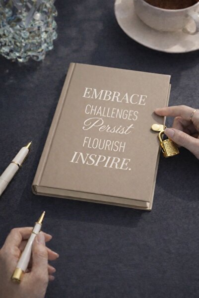 Bambus Kilitli Sert Kapak 160 Sayfa Günlük Hatıra Motivasyon Ajandası Defteri...