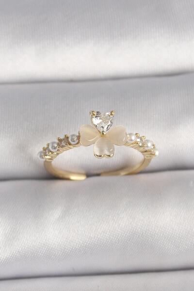 Inure Jewelry Brass Silver Color Zircon Stone White Enamel Clover Model Pearl...