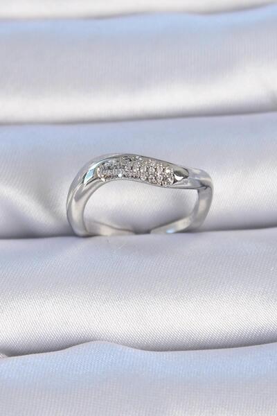 Inure Jewelry Brass Silver Color Zircon Stone Women's Ring