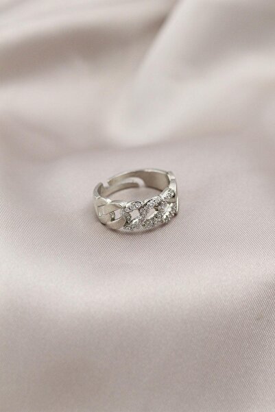 Inure Jewelry Silver Color Metal Chain Model Stone Women's Ring