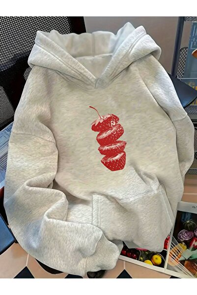 Deocept Unisex Strawberry Printed Hooded Kangaroo Pocket Comfortable Fit Over...