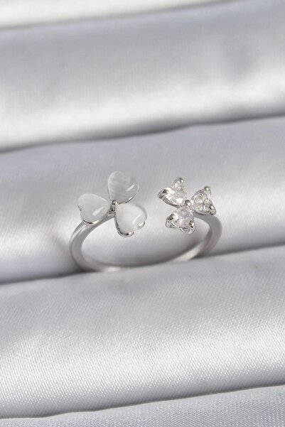 Inure Jewelry Brass silver color adjustable zircon stone white enamel heart m...