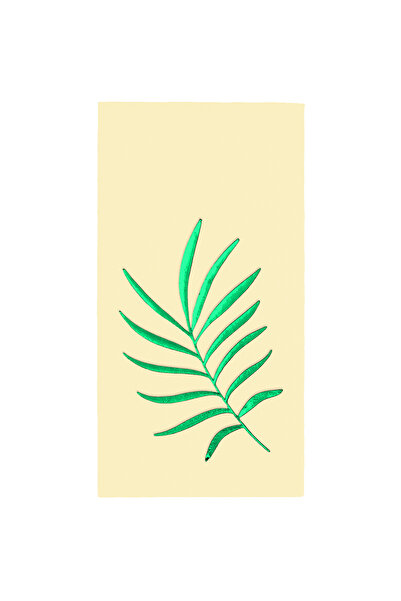 Story 40X40 cm Green Leaf Tropical Leaf Patterned 16-Piece 1/8 Fold Cream Col...