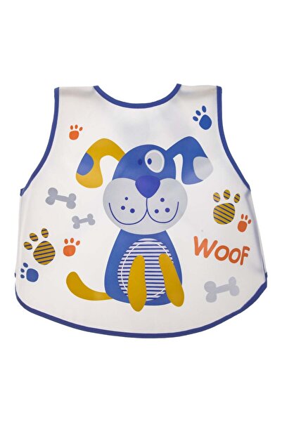 OEM Transparent bib with blue border, featuring a puppy pattern, paws, bone a...