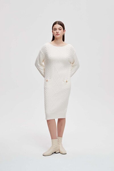 menta Knit Long Sleeve Midi Dress