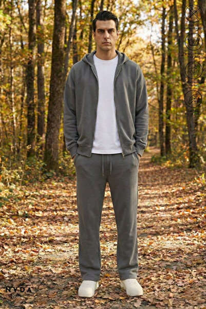 Nyda Collections Men's Fleece-Lined Oversized Cotton Hooded Jacket and Elasti...