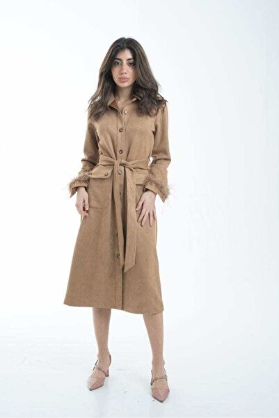 Nichii Brown Plain Midi Belted Dress
