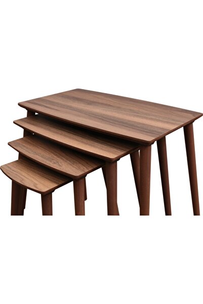 Senka Wood Uno 4'lü Zigon Sehpa ahşap ayak %100 MDF Ceviz