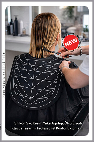 Nera Classy Silicone Neck Weight Hair Cutting Apron |   Hair Measuring Strips...