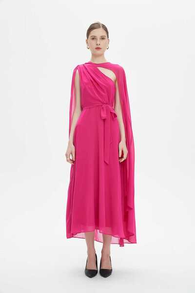 Nichii Pink Plain Midi Cut-Out Dress