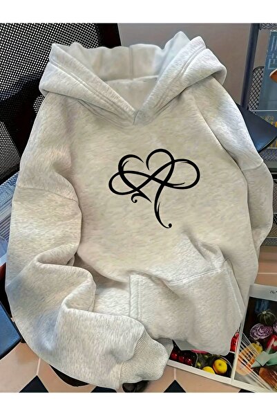 Deocept Unisex Infinite Heart Printed Hooded Comfortable Fit Oversized Cut Sw...