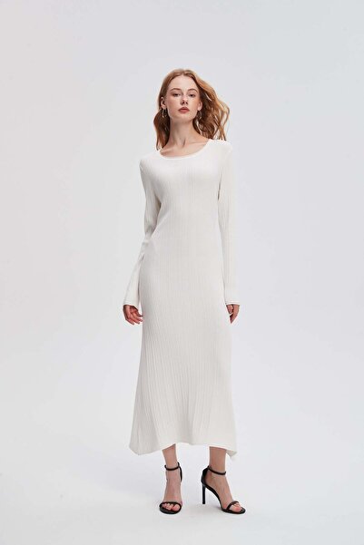 menta Rust Plain Maxi Long-Sleeve Dress