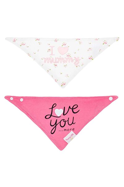 OEM Bavete din bumbac, albe cu imprimeu floral si mesajul "I love mummy" si r...