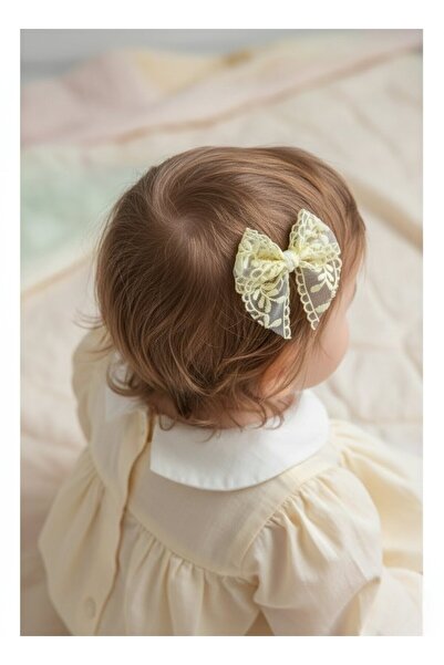 Toka Delisi Sarı Dantel Saçsız Bebek Tokası, Az Saçlı Bebek Tokası