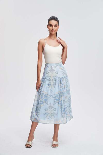 Nichii Wide-Leg Printed Midi Skirt
