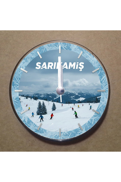 BK Design Sarıkamış Temalı Magnet Saat Buzdolabı Süsü Duvar Saati 10,5cm MS2002