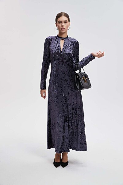 Livia Long Shiny Dress with Long Sleeves