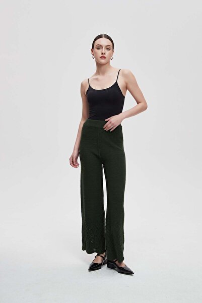 Livia بنطال طويل سادة من نسيج محبوك