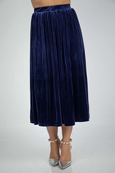 Nichii Soft Velvet Pleated Midi Skirt