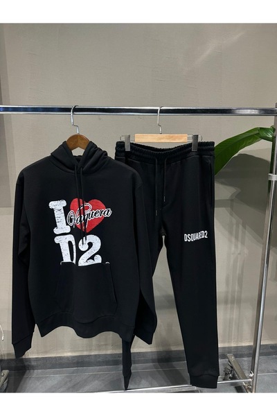 Black Island Men Printed Hooded Tracksuit Set – (Cotton Elastane)