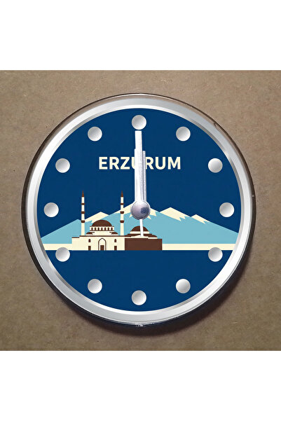 BK Design Erzurum Temalı Magnet Saat Buzdolabı Süsü Duvar Saati 10,5cm MS1022