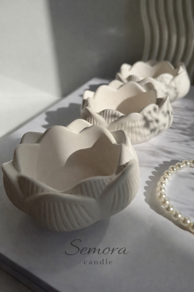 Semora candle 3’lü Lotus Çiçeği Dekoratif Tabak & Kase, Hediyelik Takı Ve Mum...