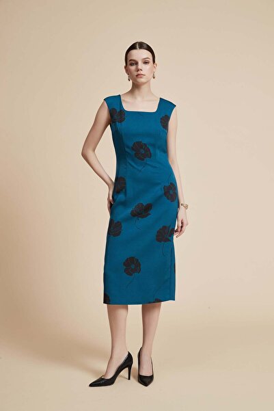 Yola Square Neck Floral Midi Dress