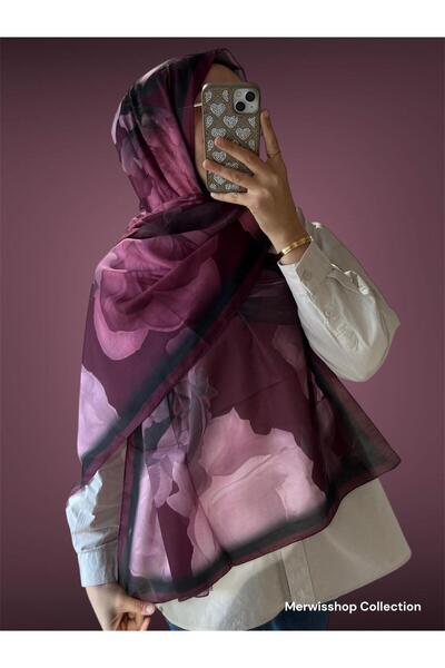 e.m ipek Soft Desenli Mürdüm Şal