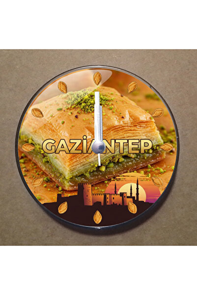 BK Design Gaziantep Temalı Magnet Saat Buzdolabı Süsü Duvar Saati 10,5cm MS1016