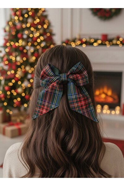 Toka Delisi Handmade Green and Red Plaid Pattern Bowknot Buckle, Red Christma...